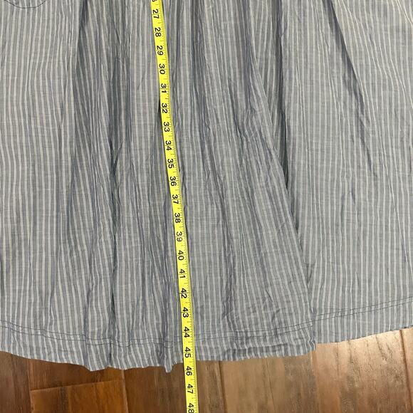 PILCRO ANTHROPOLOGIE Flowy Shirt Dress Blue Pinstriped Puff Sleeve - Picture 12 of 12